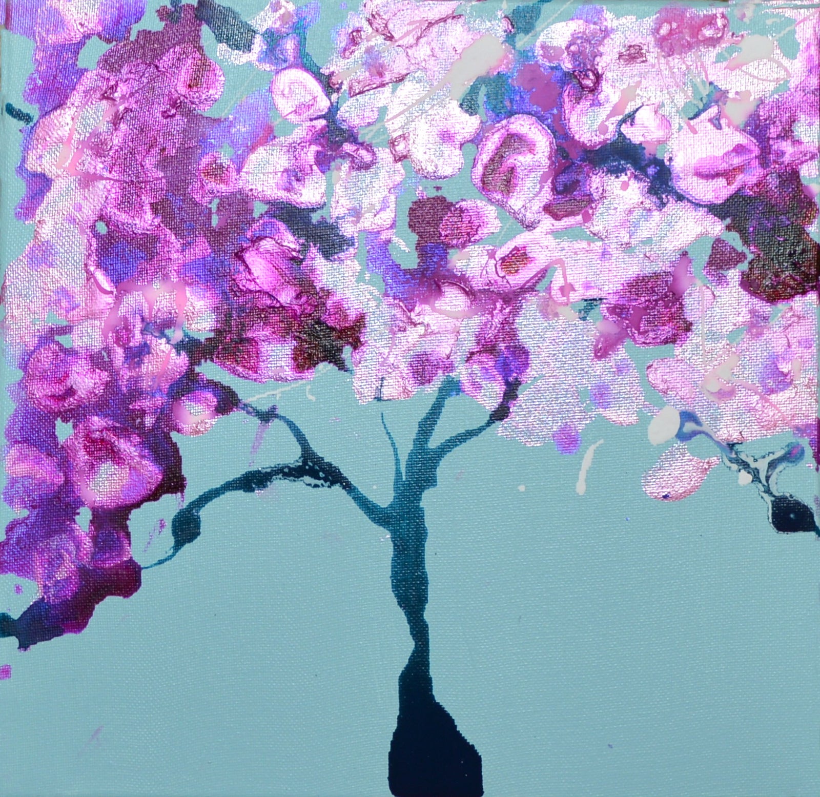 Pink and Teal Abstract Paintings