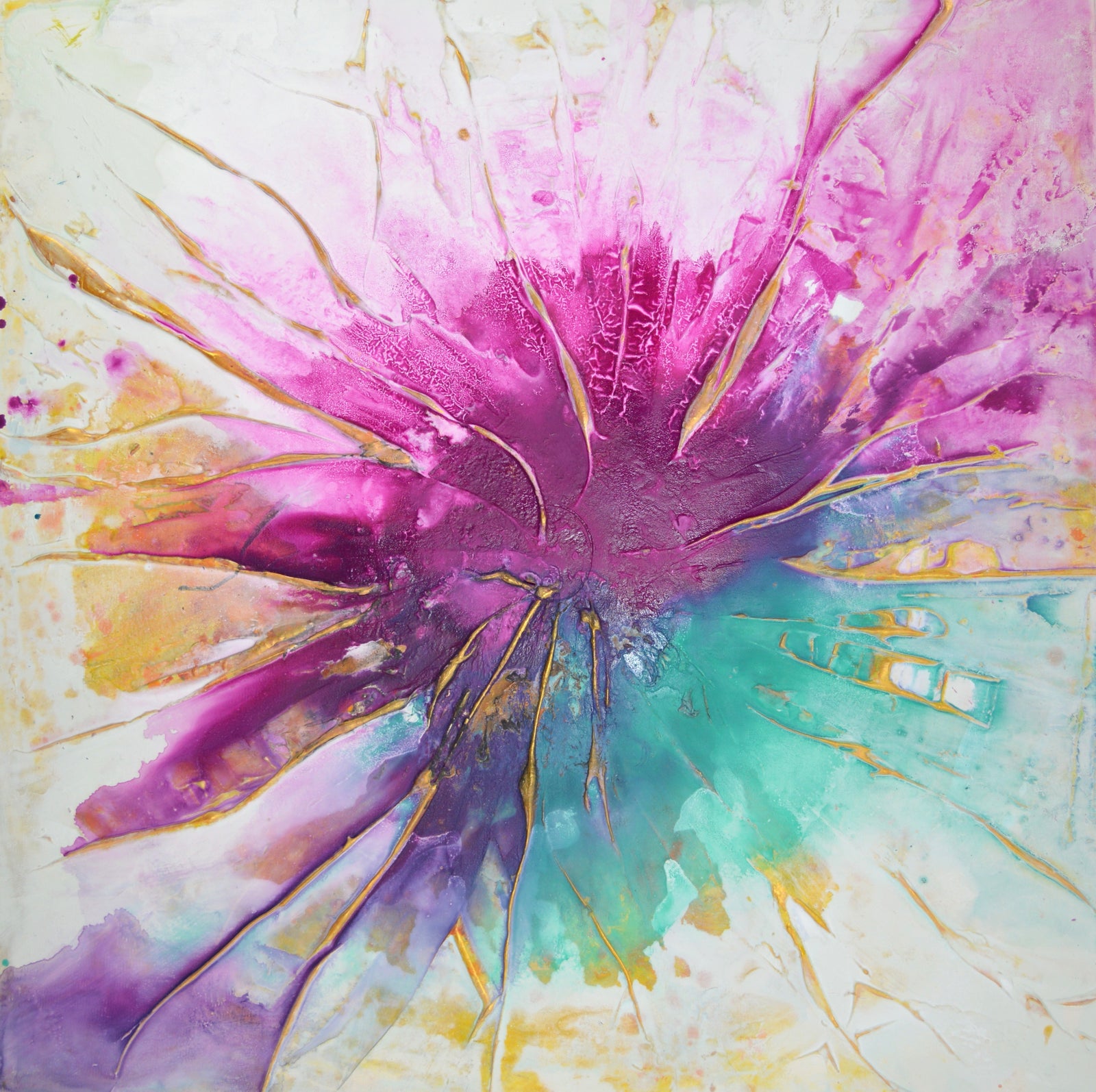 Green and Pink Abstract Paintings