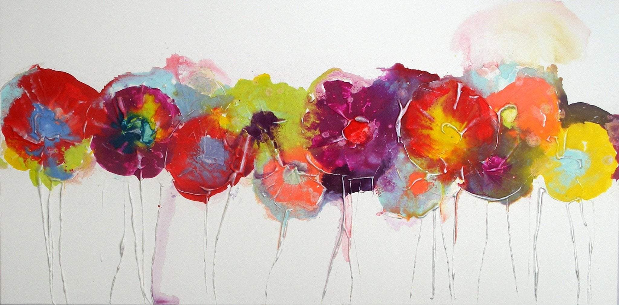 Bright Bold Art Rainbow Flurry Stunning, Energetic Abstract Modern